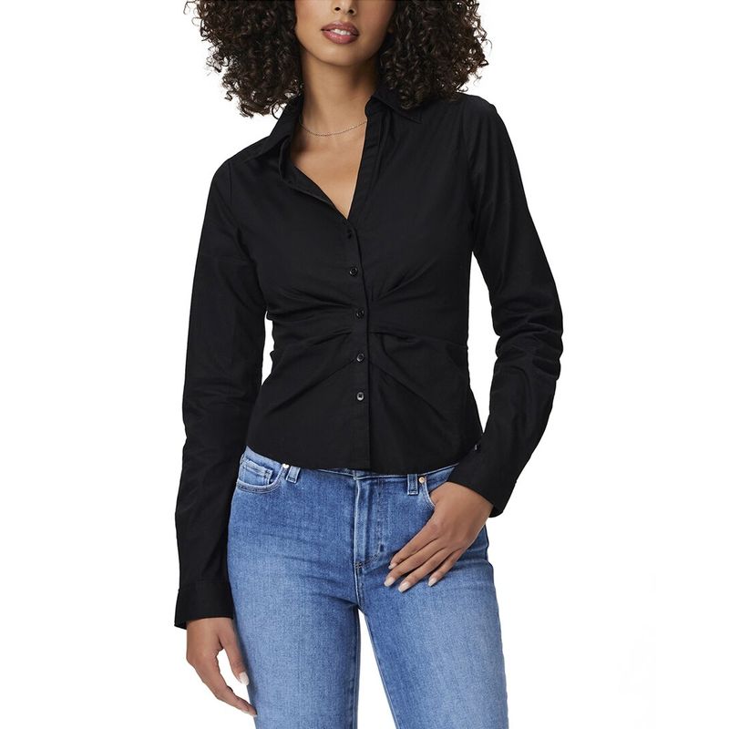 Paige Black Twisted Front Button-Up Blouse
